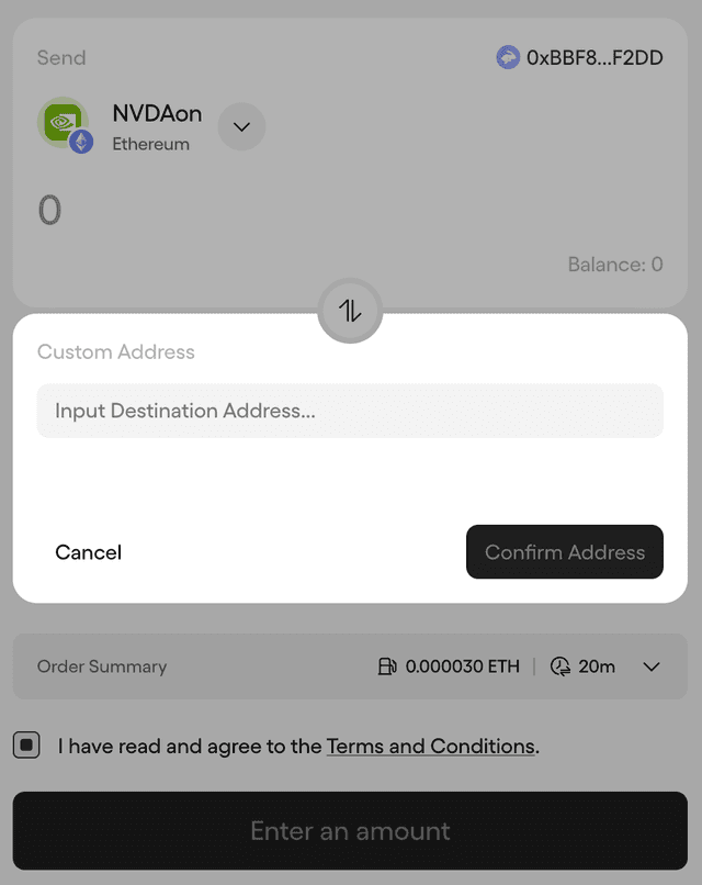 Input Destination Address